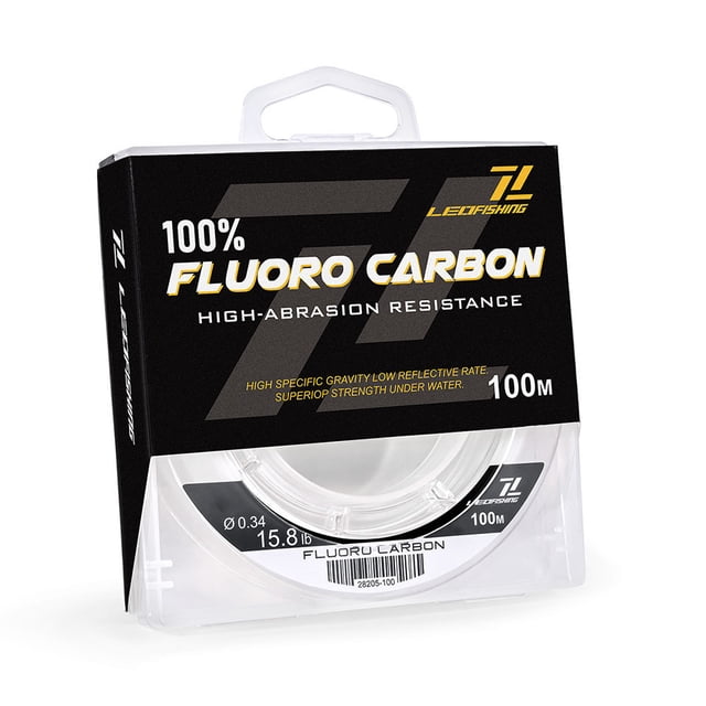 100 % Fluorocarbon Fil de Pêche en Matériau de Qualité Supérieure Résistant à l'Usure, à l'Enfoncement Rapide, Pratiquement Invisible, 100M