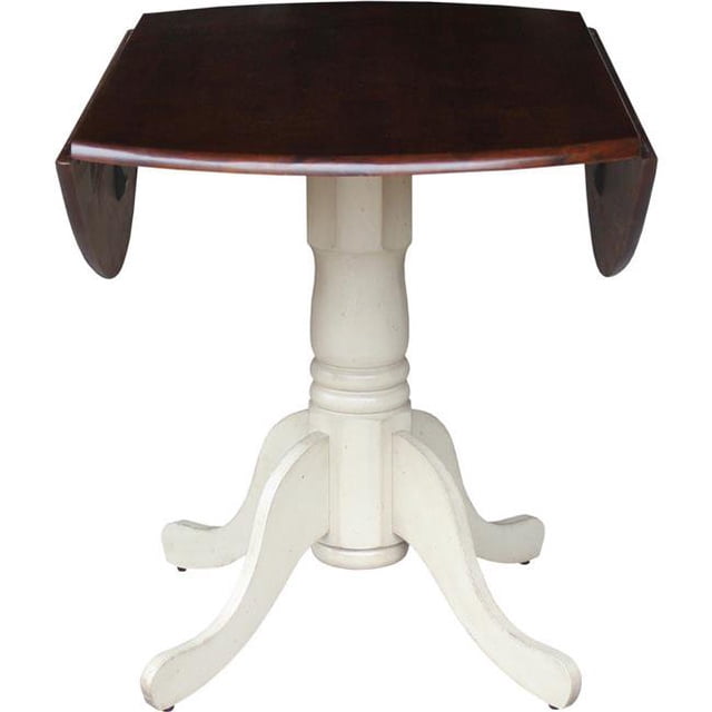 International Concepts T12-42DP 42 in. Round Dual Drop Leaf Pedestal Table, - Almond
