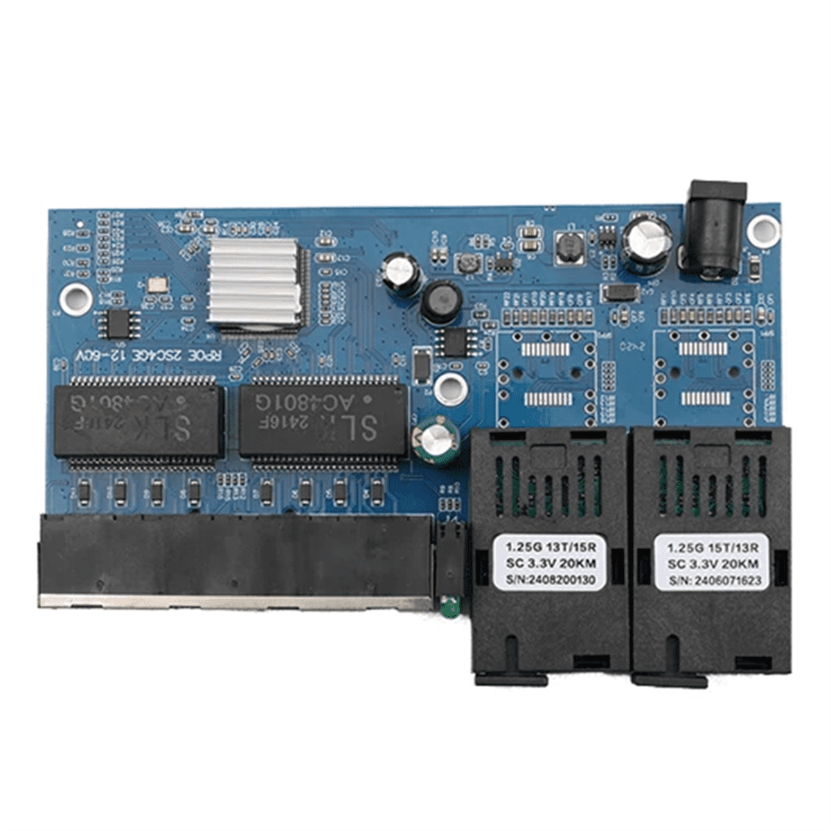 Gigabit Fast Ethernet Switch Fiber Reverse POE Singlemode 2 Fiber Optic Ports and 4 RJ45 Ports Optical Media Converter,1 * Gigabit Fast Ethernet Switch