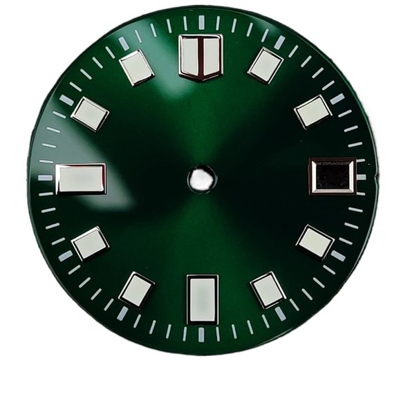 WANGQ Fashion 28.5MM Dial Green Luminous Single Calendar Watch Dial Fits for NH35 Movement