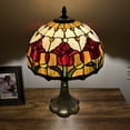 thumbnail image 5 of Tiffany Table Lamp  Stained Glass Red Tulips Included LED Bulb For Living Room Bedroom Bedside 12"W*12"D*19"H, 5 of 9