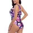thumbnail image 4 of Sikiie Skull mushroom colorful cute Print Women One Piece Swimsuits Tummy Control One Shoulder Bathing Suits Ruffle Swimwear, From S to XXL-Medium, 4 of 6