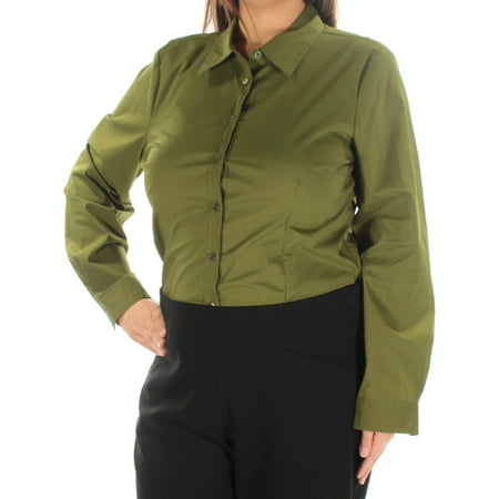 CABLE AND GAUGE Womens Green Cuffed Collared Body Suit Wear To Work Top  Size: M