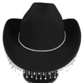 thumbnail image 7 of renvena Western Cowboy Hat Rhinestone Fringe Cowgirl Hat Glitter Bling Diamond for Men Women Cosplay Party Costume A Black One Size, 7 of 7
