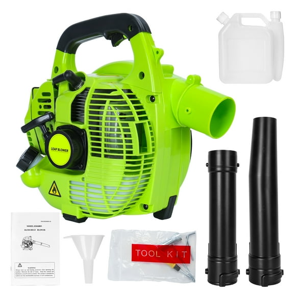 HomeCozy 2-Stroke Handheld Leaf Blower, Gas Powered Leaf Blower, 26cc Handheld Gas Blower, Powerful Clearing Blower for Lawn Care, Snow Blowing & Yard Cleaning (Green)