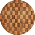 thumbnail image 1 of Ahgly Company Indoor Round Checkered Orange Modern Area Rugs, 4' Round, 1 of 4