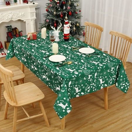 

Yesfashion Christmas Decoration Tablecloth Xmas Snowflake Print Winter Waterproof Table Cover for Dining Table Kitchen