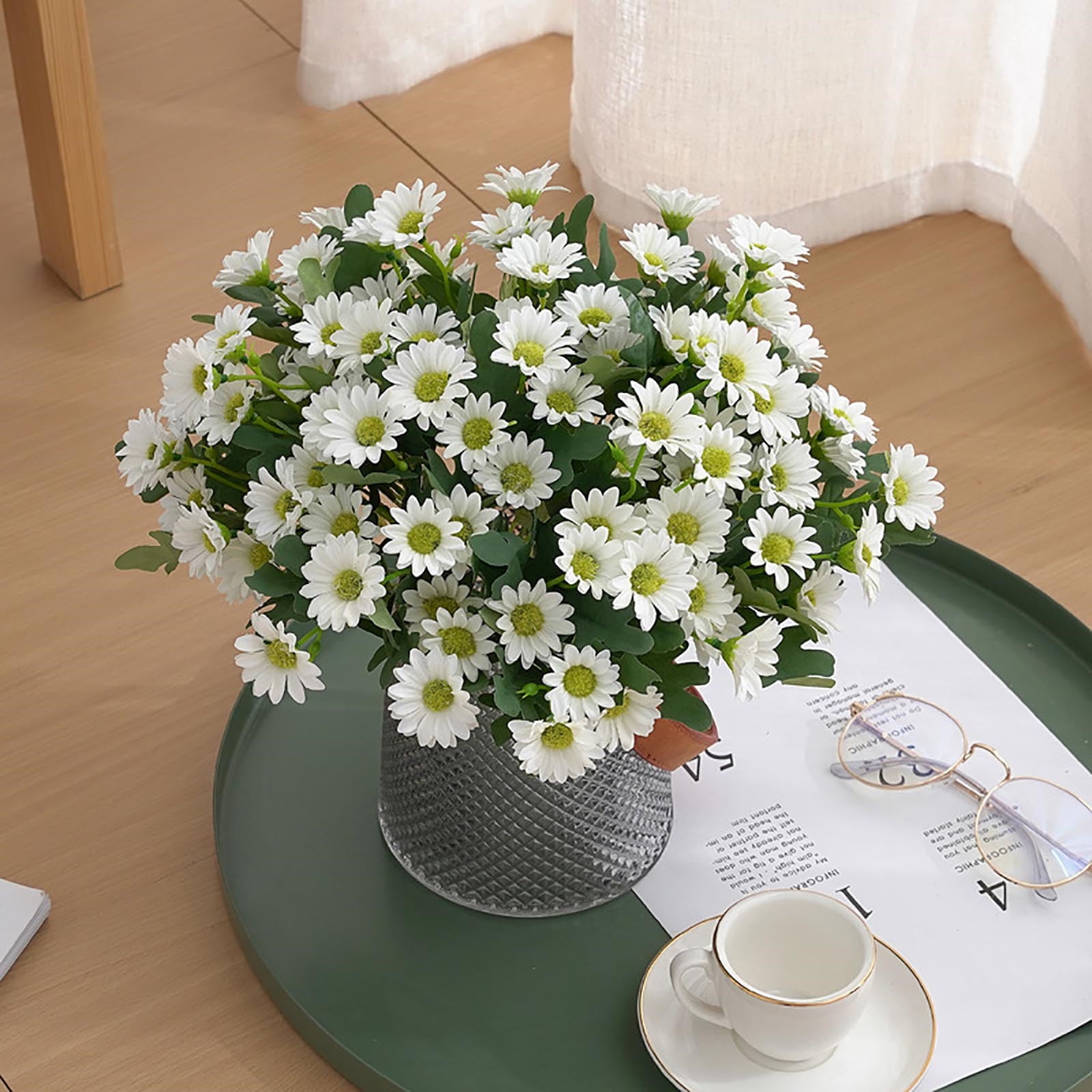 6PCS Sunflower & Daisy Bouquet - Realistic Silk Artificial Flowers for Wedding, Home Decor, Outdoor Spring Decoration, Party Centerpieces, Porch, Patio & Table Arrangements