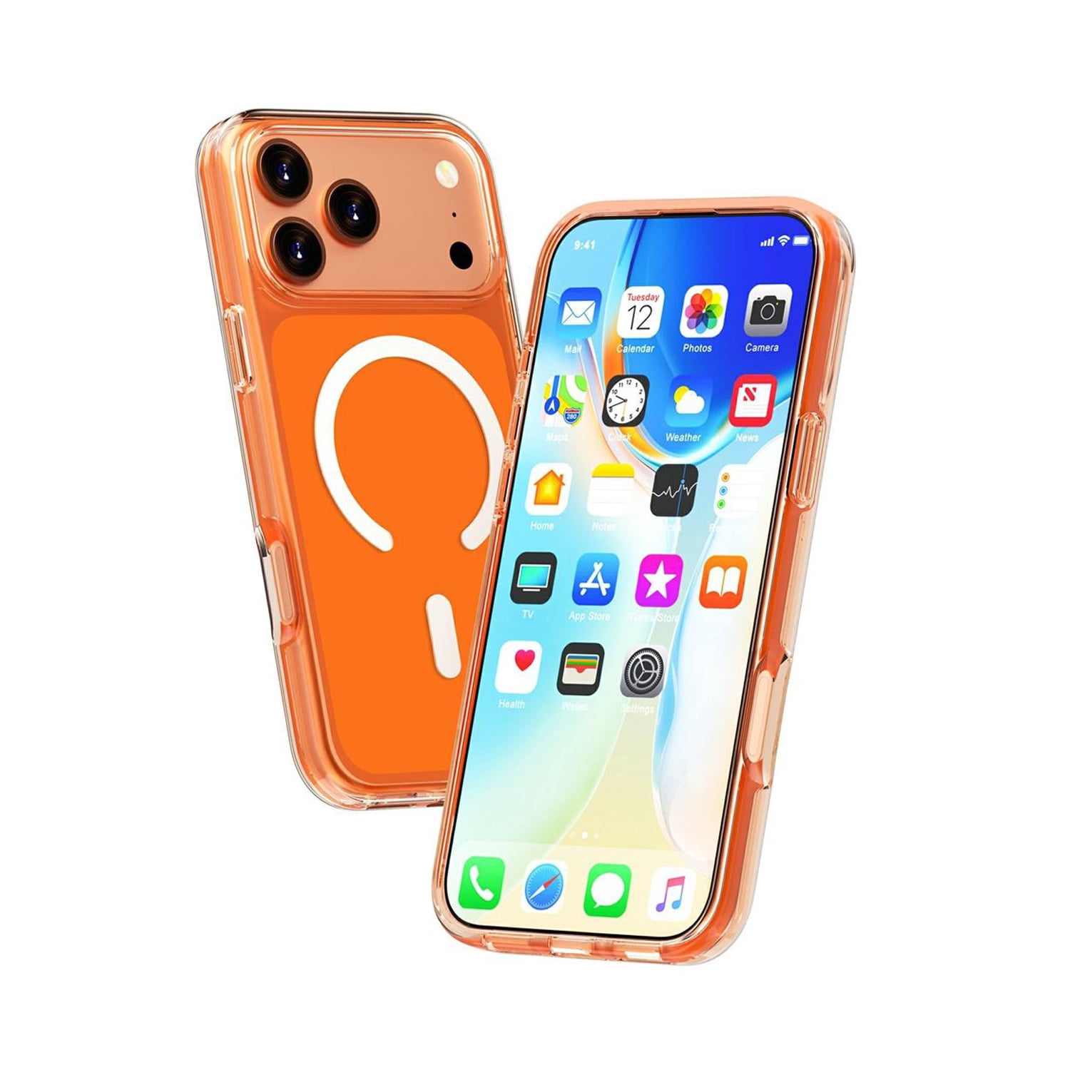 MagSafe-Compatible Transparent Case for iPhone 17 Pro Max - Orange