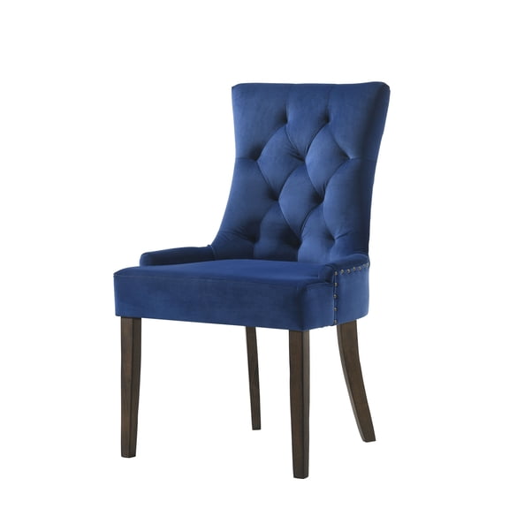 Acme Farren Side Chair in Blue Velvet and Espresso Finish Indoor