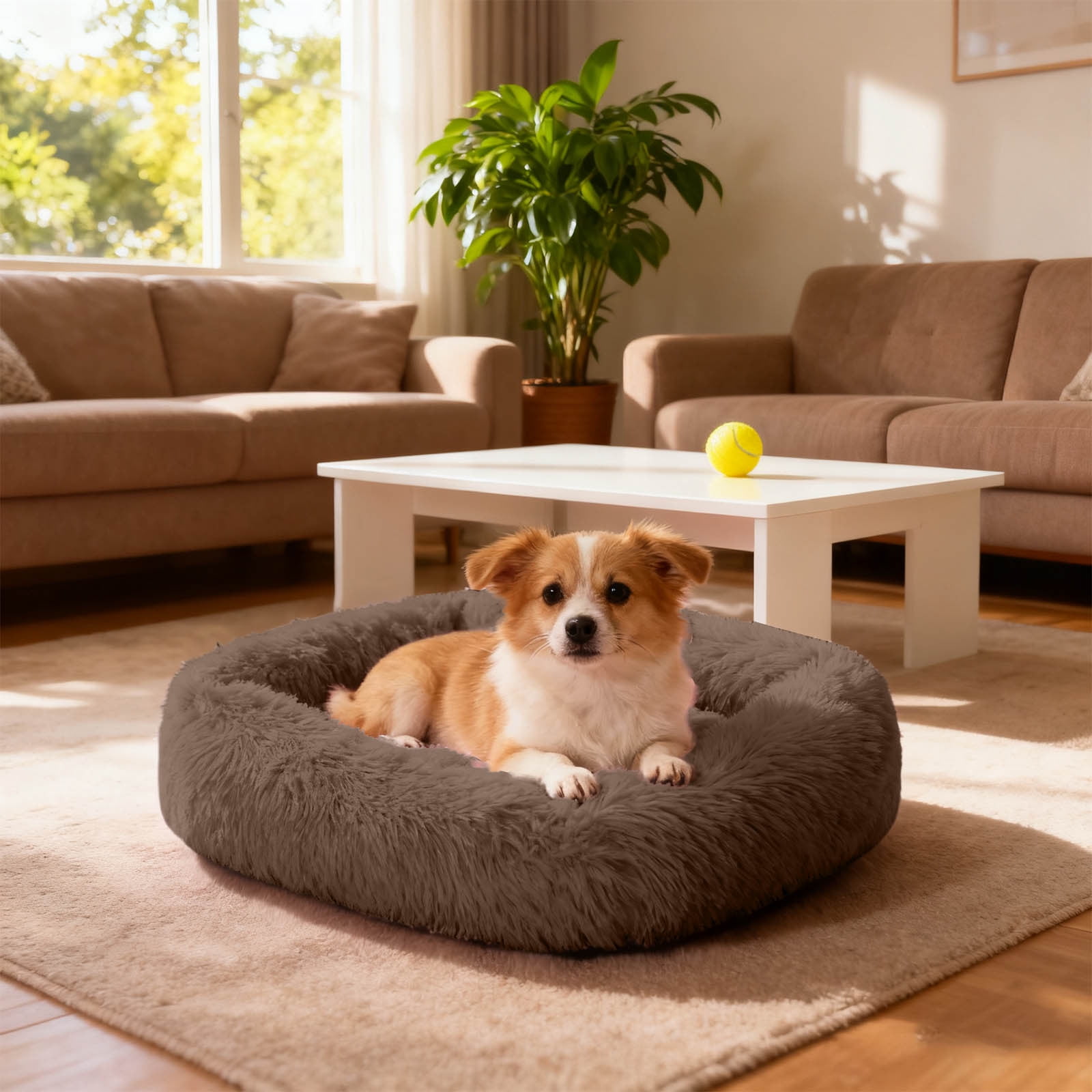 Calming Self Warming Pet Bed for Cats and Dogs Soft Cuddler Cushion Machine Washable Indoor Outdoor Use