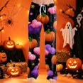 thumbnail image 2 of Domzest Halloween Pajama Pants Women Halloween Graphic Wide Leg Pajama Bottoms Drawstring Elastic Waisted Cute Pj Bottoms Dark Purple S, 2 of 6
