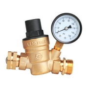 TechnoRV Water Pressure Regulator for RV - Adjustable with Gauge, Universal Compatibility, Lead-Free