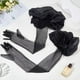 thumbnail image 4 of Guantes de tul de malla abullonada, de poliéster, para boda, tul, para novia, largos, de encaje, con mangas abullonadas en los codos., 4 of 9