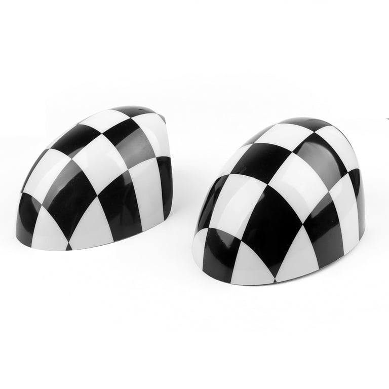 2 Pcs Checkered WING Mirror Covers for MINI Cooper R55 R56 R57 Power Fold Mirror