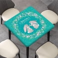 thumbnail image 3 of Easter Bunny Fitted Square Tablecloths, Happy Easter with Hare Rabbit Waterproof Wipe Clean Table Cloth, Great for Home Kitchen/Parties/Holiday Dinner Use, Fit 34'''' x 34''''Square Table, Green, 3 of 6