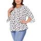 thumbnail image 4 of Blusa de gasa de mujer plus size Agnes Orinda, con cuello en V y mangas 3/4, blusa tunic casual de verano 4X blanca, 4 of 5