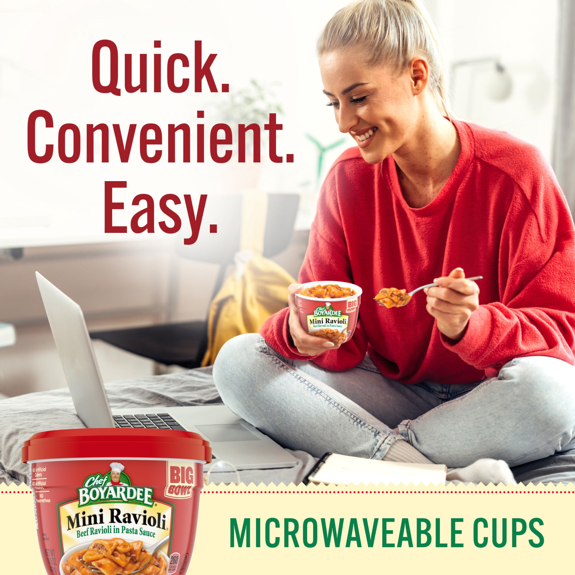 (3 pack) Chef Boyardee Mini Ravioli, Beef Ravioli in Pasta Sauce, Microwavable Meal, 14.5 oz. Bowl