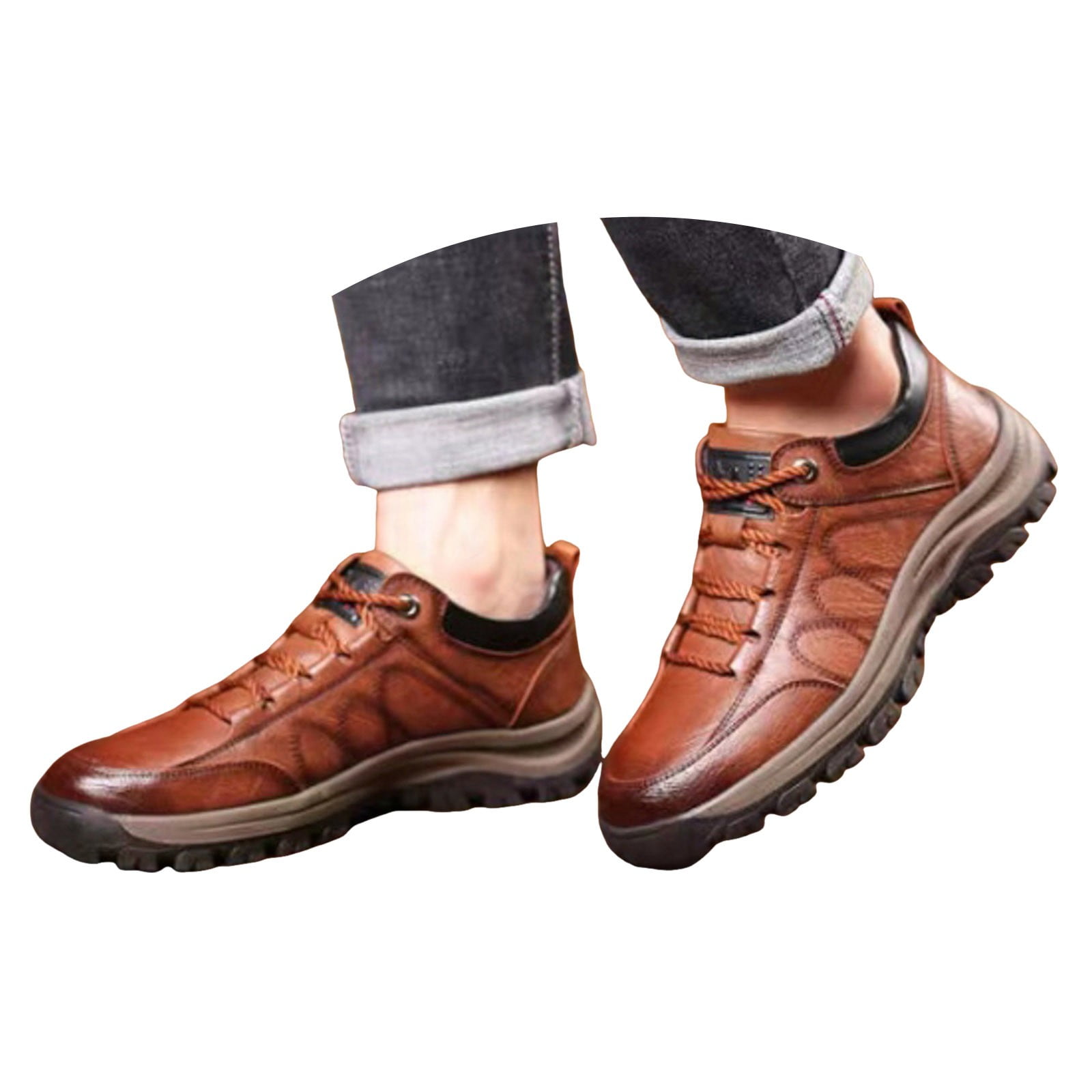IUJSOY Waterproof Shoes for Men Lightweight Hiking Shoes Leather Outdoor Casual Walking Shoes