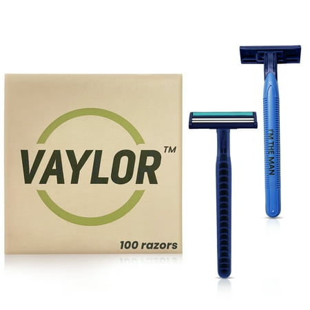 Vaylor 2 Blade Men's Disposable Shaving Razor, Shaving Inspiration - I'M THE MAN, 100 Count