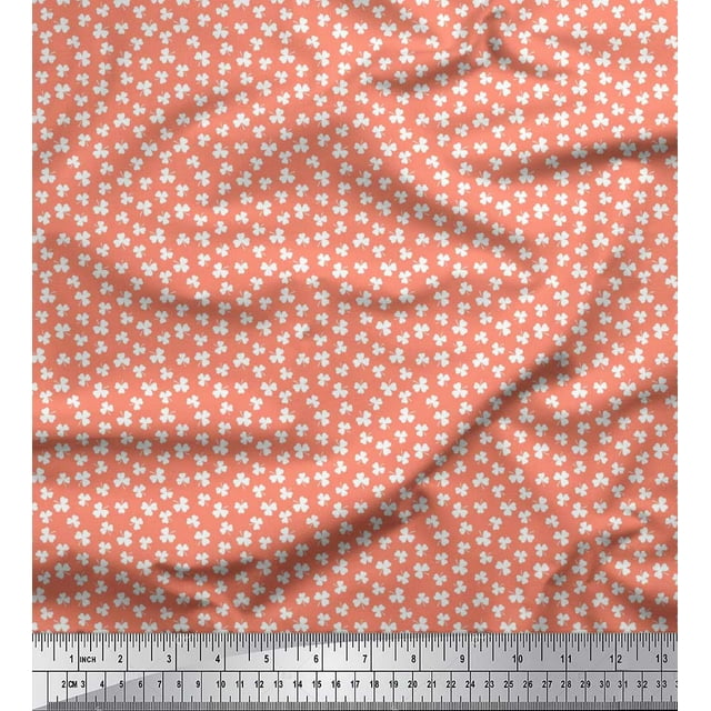 Soimoi Rayon Fabric Clover Leaves Small Print Fabric by The Yard 56 Inch Wide