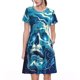 thumbnail image 1 of Balery Abstract Blue Skull Vestidos sueltos de manga corta para mujer, vestidos de verano 2025, vestidos casuales de corte A con vuelo., 1 of 6