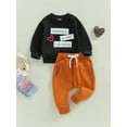 thumbnail image 3 of Toddler Baby Boy Girl Valentines Day Outfits Long Sleeve Heart Sweatshirts Tops Long Pants 2Pcs, 3 of 9