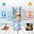 thumbnail image 4 of 40oz Ocean Cute Shark Stainless Steel Flip Straw Tumbler Spill Proof Travel Cup Double Wall Vacuum Insulated Coffee Mug with Top Handle, 4 of 6