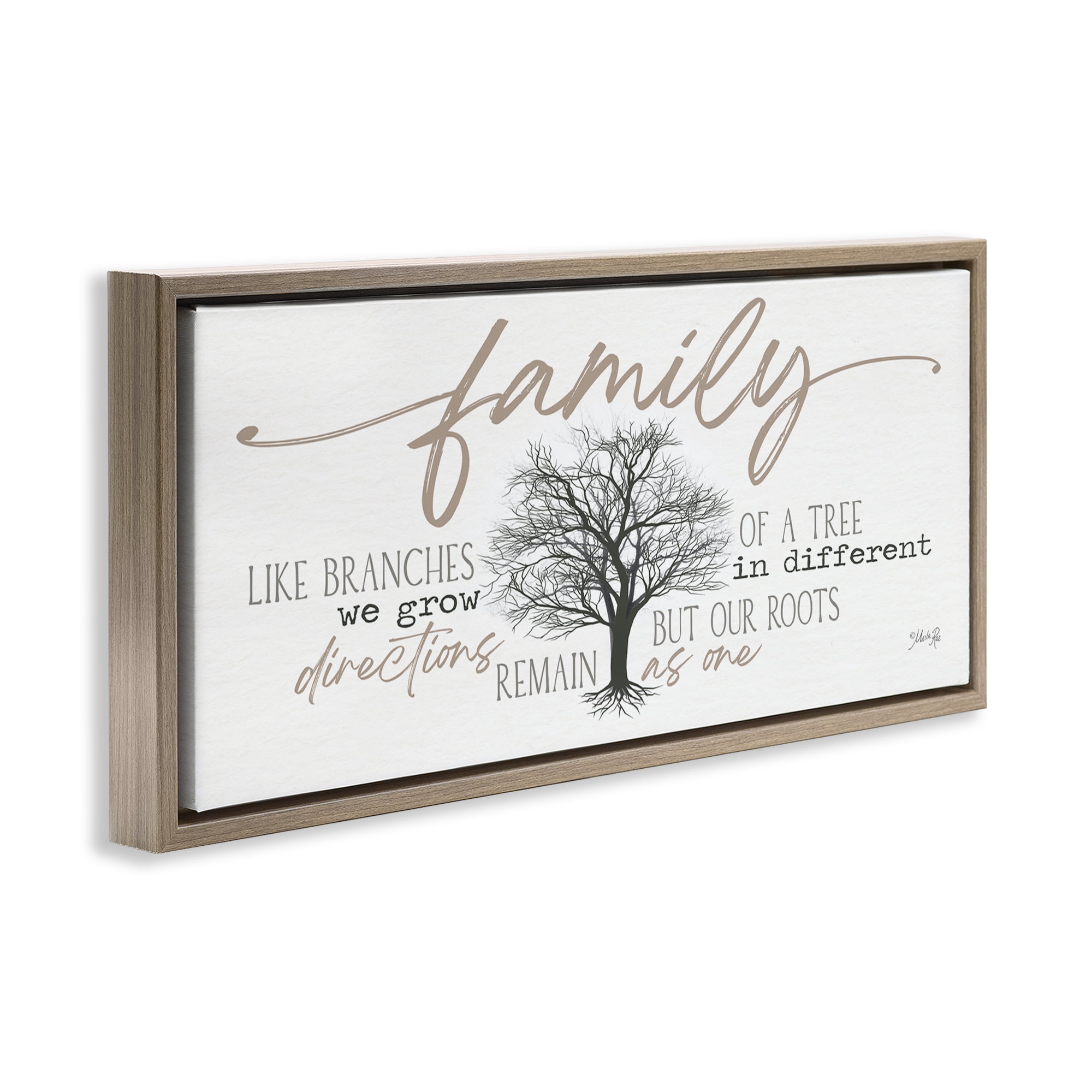 Stupell Industries Family Like a Tree Sentiment Text & Numbers Painting Brown Floater Framed Canvas Art Print Wall Art, 31 x 14