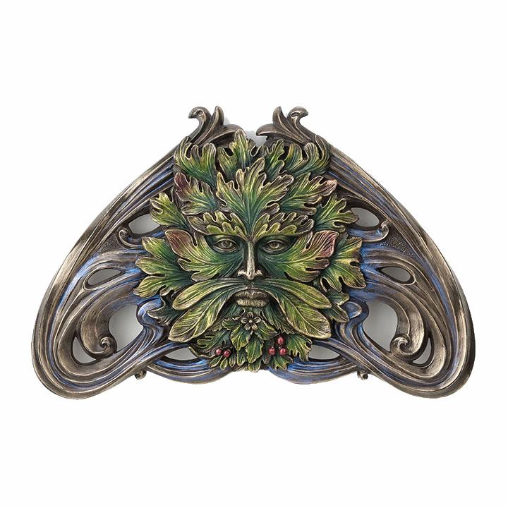 Green man art Nouveau Vine Wall Plaque Myth & Legend Sculpture by