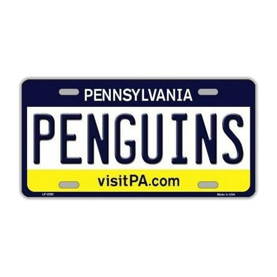 Metal Vanity License Plate Tag Cover Pittsburgh Penguins Hockey Team Official Pennsylvania State 12 X 6