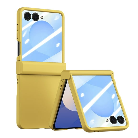 ELEHOLD Full Body Case for Samsung Galaxy Z Flip 7 2025,with Built-in Front Screen Protector Hinge Protection Rugged Shockproof Case for Samsung Z Flip 7,Yellow