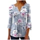 thumbnail image 1 of Camisetas de Cuello en V Mujeres, Impreso 3/4 Manga Blusa Casual Hecha de Cómodo Estante de Imitación para Toda la Temporada de Uso Diario, Camisetas Casuales de Mujer, 1 of 5