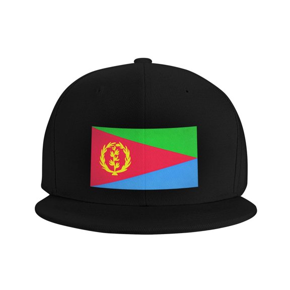 Snapback Hat Eritrea Flag Adjustable Flat Bill Brim Hat for Men Women Casual Wear Black