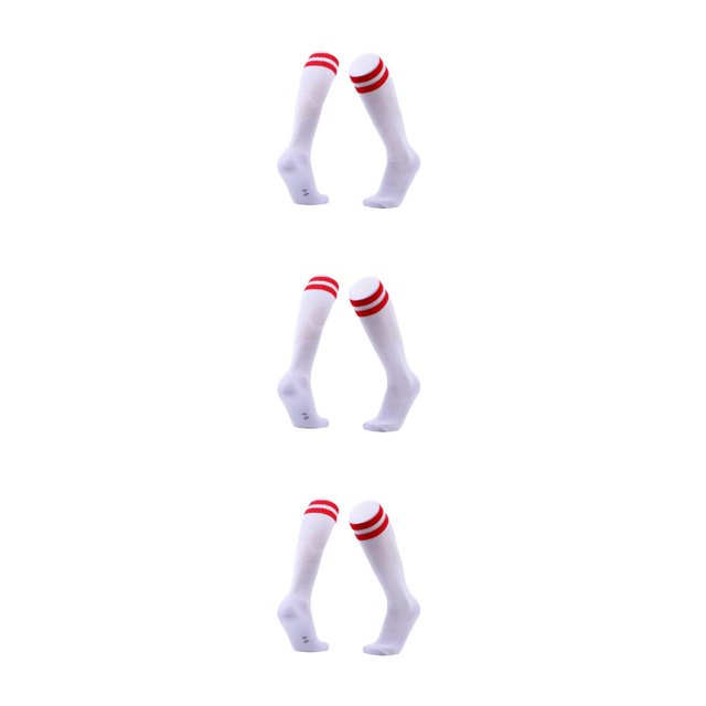 VONKY 1/2/3/5 Chaussettes de Football Modernes et Sûres pour Femmes et Hommes Chaussettes de Sport pour Hockey Football Rayures Rouges 3 Pcs