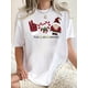 thumbnail image 1 of 1pc Women'S Casual Crew Neck T-Shirt with Peace Love Christmas Print, Polyester Knit Fabric, Medium Stretch, All-Season Comfort, Fashionable Short Sleeve Top with Abstract Santa and Heart Design, 1 of 6