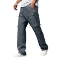 thumbnail image 3 of Men's Slim Fit Cargo Workwear Pants, Straight Leg Drawstring Elastic Waist Multi Pockets Casual Trousers Joggers, Quick Dry Breathable Lightweight Stretchy, Outdoor Hiking Gym, 3 of 9
