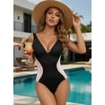 thumbnail image 2 of MOYIKO Womens One Piece Swimsuit Slimming Tummy Control Bathing Suit Color Block V Neck Shapewear, 2 of 7