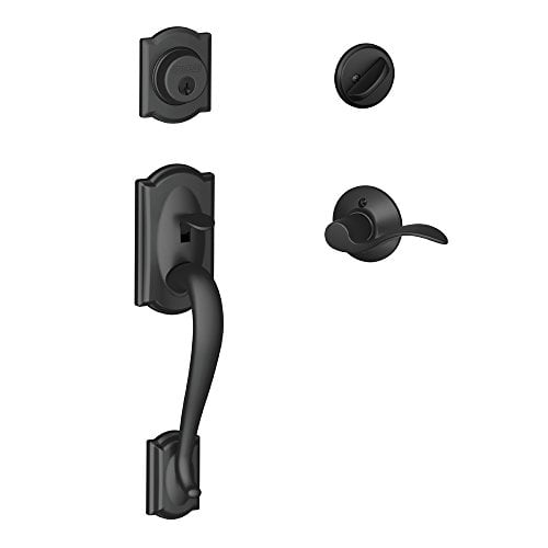 SCHLAGE Camelot Single Cylinder Handleset and Left Hand Accent Lever, Matte Black F60 CAM 622 Acc LH