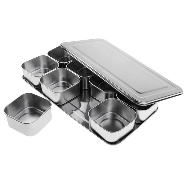 Caja de Condimentos Cola Acero Inoxidable 6/8 Tarros de Condimento a Granel
