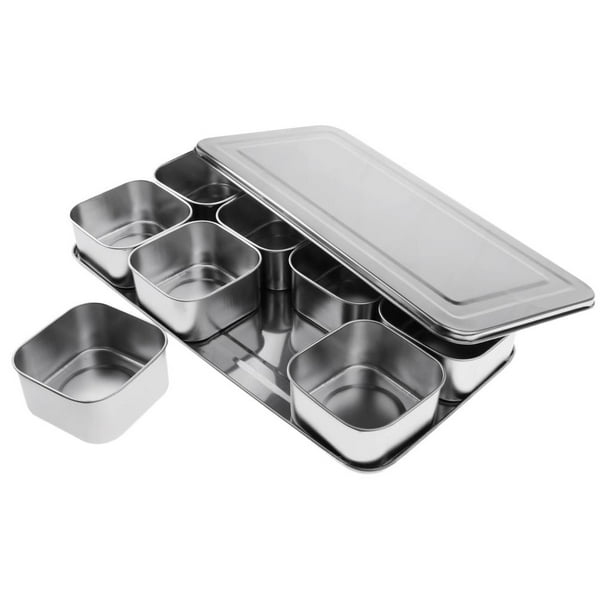 Juego de recipientes para condimentos de acero inoxidable Sal Pimienta Azúcar Especias Tarro de almacenamiento 8 cuadrícula Zulema Tarros de condimento a granel