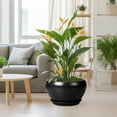 thumbnail image 5 of 13 Inch Flower Pots Modern Round Ceramic Planter with Drainage Hole Housewarming Gift for Large Indoor Plants & Fiddle Leaf Fig Black, 5 of 7