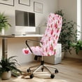 thumbnail image 3 of POLERO All-in-One Office Swivel Chair Slipcover with Strawberry Floral Pattern, Brushed Elastic Fabric Washable Soft Cover for Home and Executive Office, 3 of 7