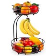thumbnail image 1 of Chef Frutero de Cocina Moderno de 2 Niveles, Organizador de Frutas y Verduras con Cesta de Almacenamiento de Hierro y Gancho para Plátanos, 1 of 6