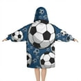 thumbnail image 2 of Blue Soccer Balls Pattern Blanket Hoodies for Kids 6-13YR Oversize Wearable Blanket Hoodies for Boys Girls Teens, 2 of 7