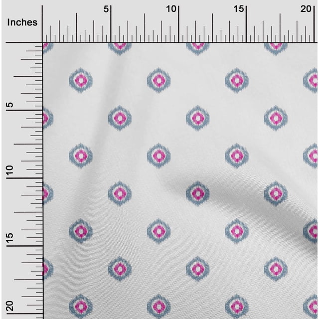 oneOone Georgette Viscose Fabric Circle Ikat Print Sewing Fabric BTY 42 Inch Wide