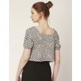 thumbnail image 2 of Moomaya Crop Tops For Women, Square Neck, Short Puff Sleeve, Buttoned Casual Summer Top, 2 of 8