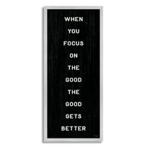 Stupell Industries Focus on Good Motivational Inspirational Painting Gray Framed Art Print Wall Art, 13 x 30