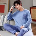 thumbnail image 1 of Printemps Automne Plus 5TG Pyjama Tricoté pour Hommes à Carreaux Ensembles de Pyjamas Décontractés Mode Nuit, 1 of 5