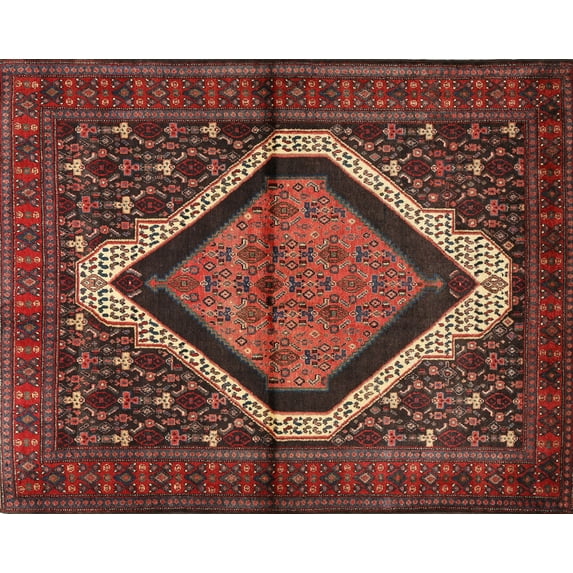 Ahgly Company Indoor Rectangle Traditional Saffron Red Area Rugs, 6' x 9'